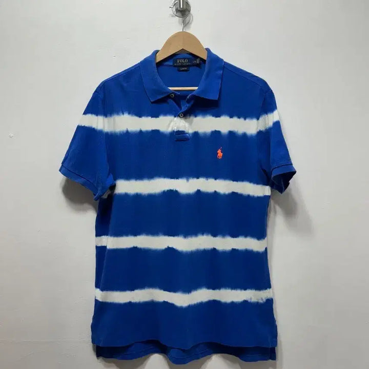 [BUNJANG] Polo Ralph Lauren Blue White Stripe Short Sleeve Polo Shirt L / 폴로 랄프로렌 블루 화이트 스트라이프 반팔 카라티 L