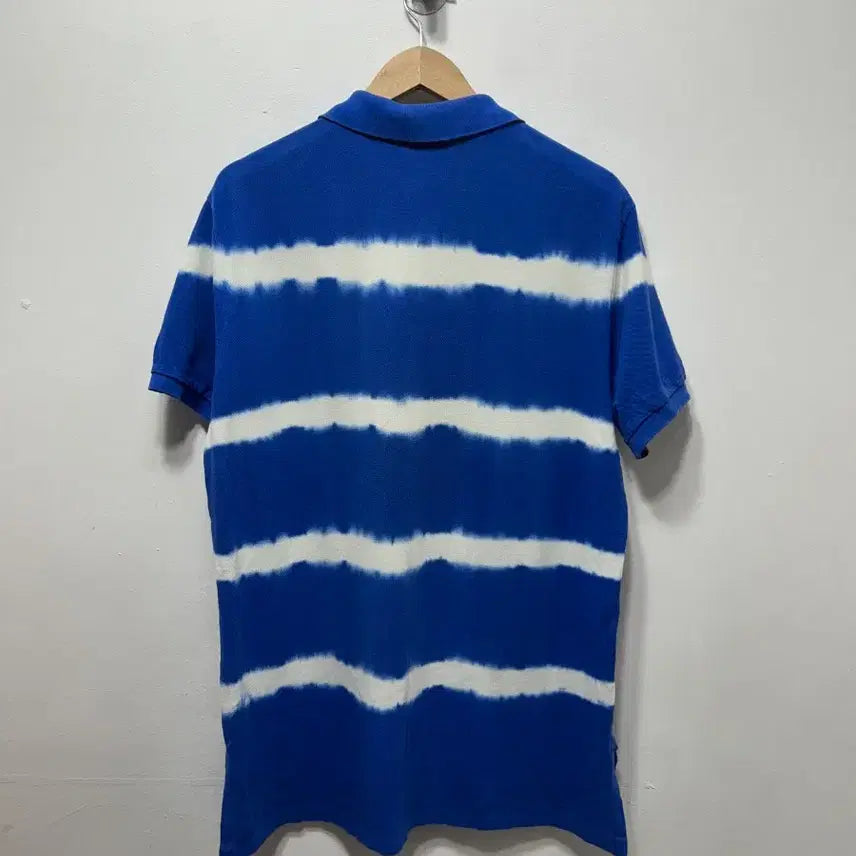 [BUNJANG] Polo Ralph Lauren Blue White Stripe Short Sleeve Polo Shirt L / 폴로 랄프로렌 블루 화이트 스트라이프 반팔 카라티 L