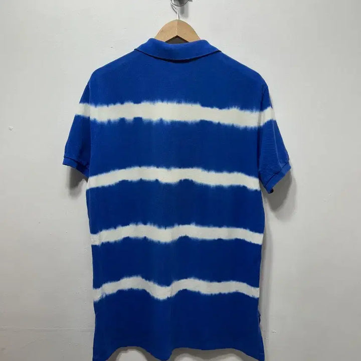 [BUNJANG] Polo Ralph Lauren Blue White Stripe Short Sleeve Polo Shirt L / 폴로 랄프로렌 블루 화이트 스트라이프 반팔 카라티 L