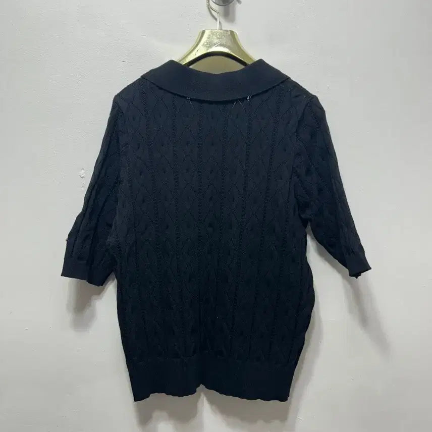 [BUNJANG] Karl Lagerfeld Black Short Sleeve Cable Knit Top / 칼 라거펠트 케이블 니트 블랙 반팔 55