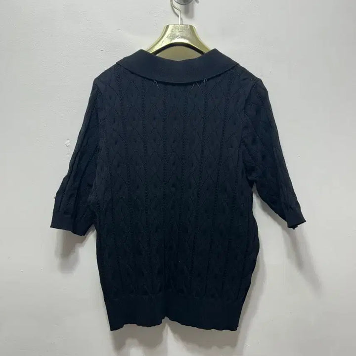 [BUNJANG] Karl Lagerfeld Black Short Sleeve Cable Knit Top / 칼 라거펠트 케이블 니트 블랙 반팔 55