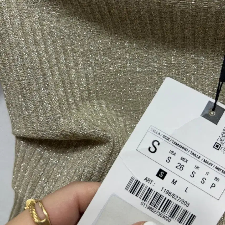 [BUNJANG] Zara Shirring Gold Long Sleeve Blouse (Size S) / 자라 셔링 골드 긴팔 블라우스 새상품 S