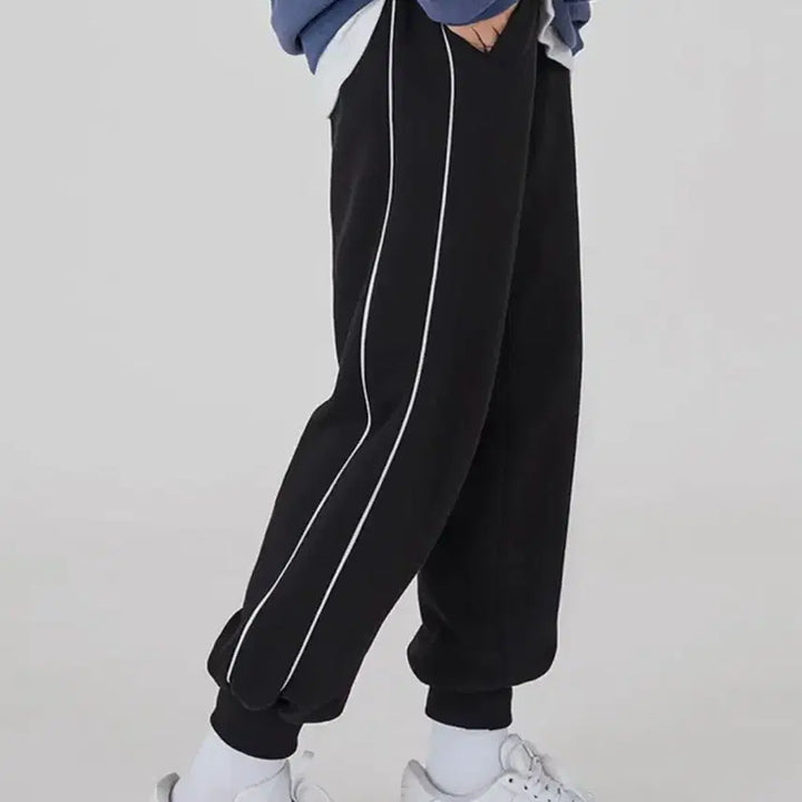[BUNJANG] Accover Side Piping Jogger Pants (Winter Wearing) - Size L / 에스파윈터착용) 80퍼할인 새상품 조거팬츠 어커버 기모바지 트레이닝츄리닝