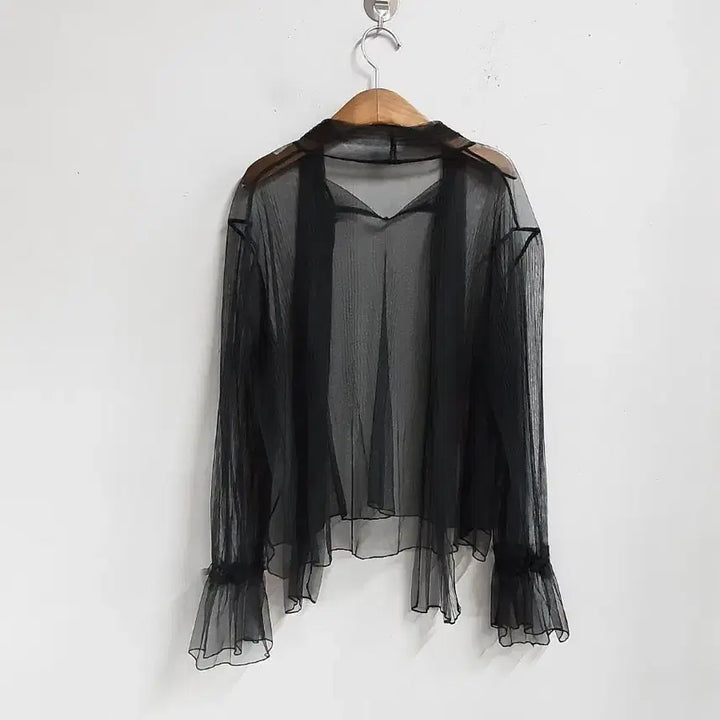 [BUNJANG] Black See-Through Blouse with Frill Detail / 블랙 시스루 블라우스 66