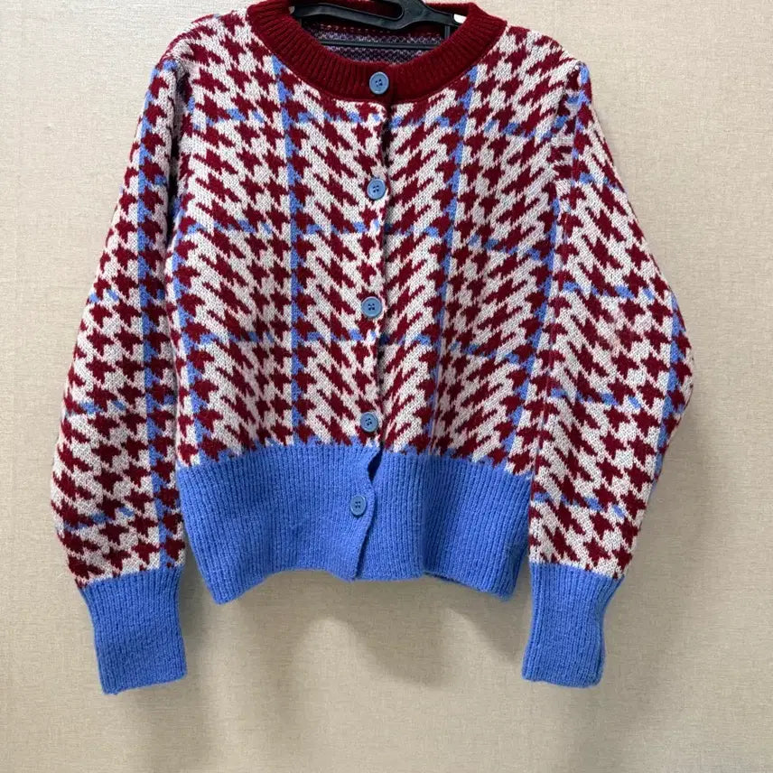 [BUNJANG] Houndstooth Check Knit Cardigan / (여성복) 하운드투스 체크 니트 가디건 (~66)
