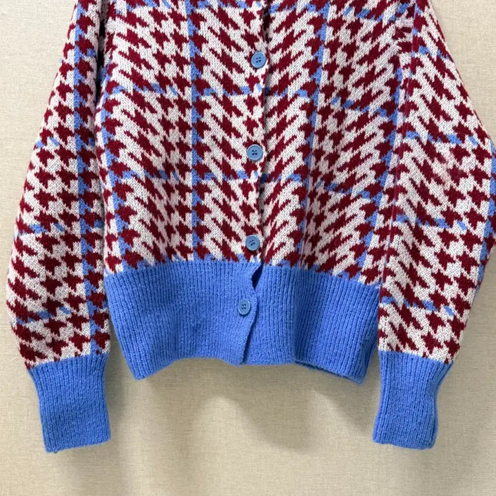 [BUNJANG] Houndstooth Check Knit Cardigan / (여성복) 하운드투스 체크 니트 가디건 (~66)