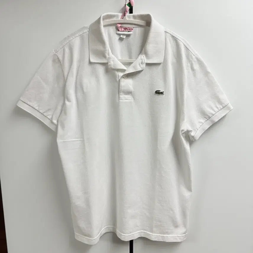 [BUNJANG] Lacoste Pique Small Logo Short Sleeve Polo Shirt - White (L) / 라코스테 피케 스몰 로고 화이트 반팔 폴로티 L