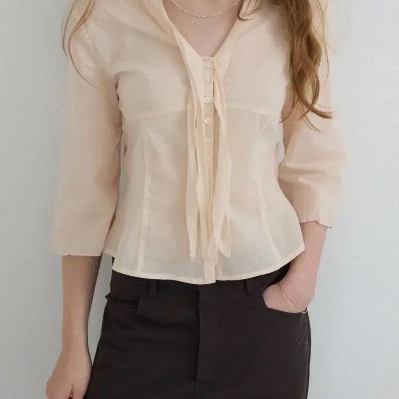 [BUNJANG] Modestmood Barrett Blouse (Peach Cream) / 모데스트무드 Barrett Blouse (peach cream)