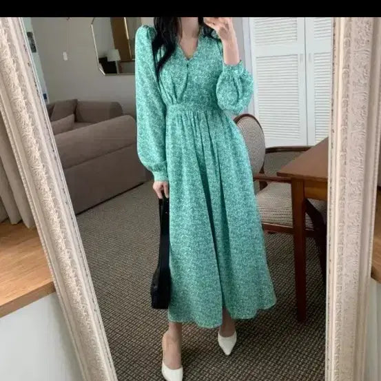 [BUNJANG] Floral Long Dress Size 66 / 66사이즈  플라워 롱롱원피스. 새상품