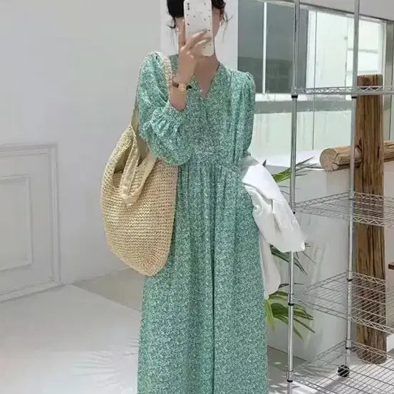 [BUNJANG] Floral Long Dress Size 66 / 66사이즈  플라워 롱롱원피스. 새상품