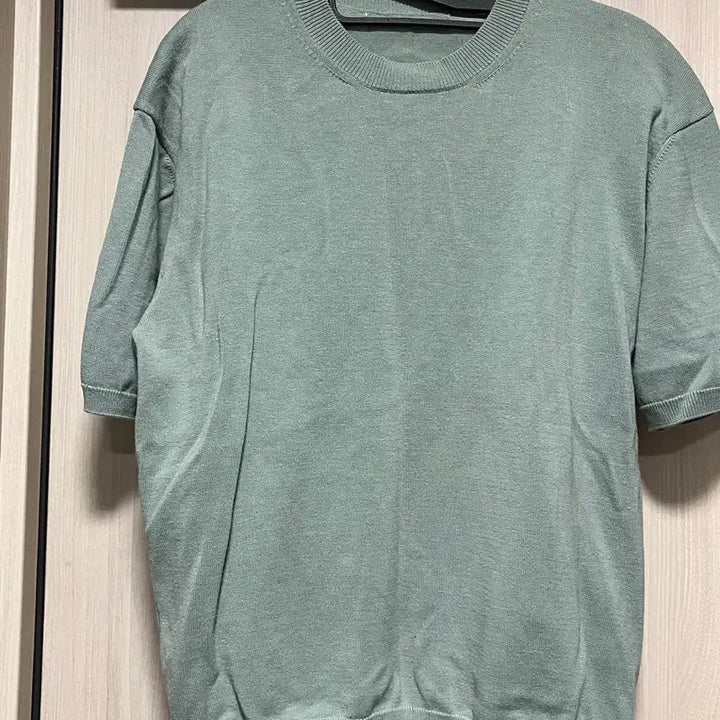 [BUNJANG] Mint Short Sleeve Knit T-Shirt / 반팔 니트 티셔츠 민트색