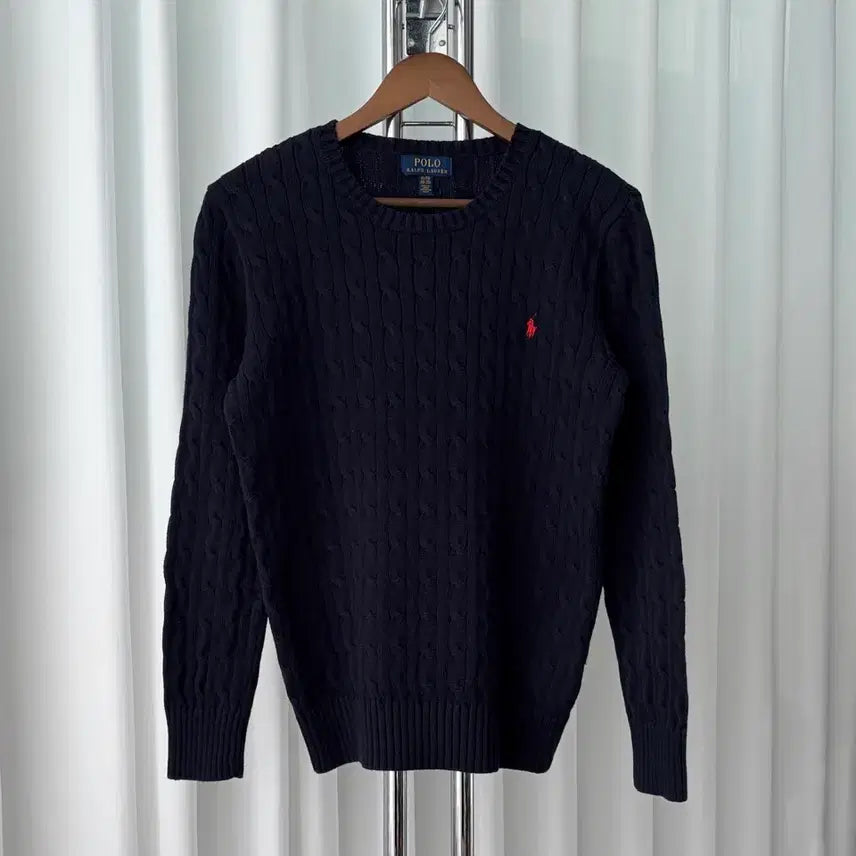 [BUNJANG] Polo Ralph Lauren Cable Knit Sweater Navy / [M]폴로 랄프로렌 꽈배기 케이블 니트 navy