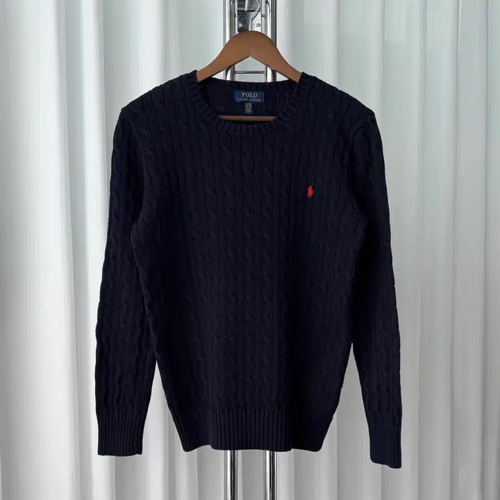 [BUNJANG] Polo Ralph Lauren Cable Knit Sweater Navy / [M]폴로 랄프로렌 꽈배기 케이블 니트 navy