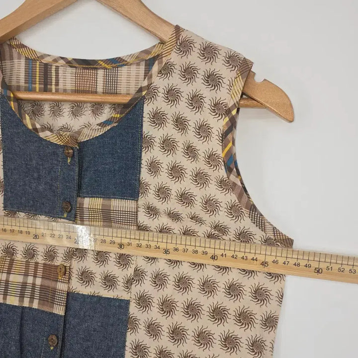 [BUNJANG] Pattern Check Mix Cotton Long Dress / 패턴 체크 믹스 코튼 롱 원피스