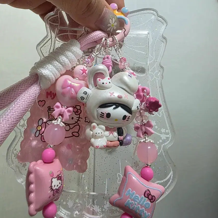 [BUNJANG] Handmade Hello Kitty Beaded Keychain / 수제 키티 비즈 키링