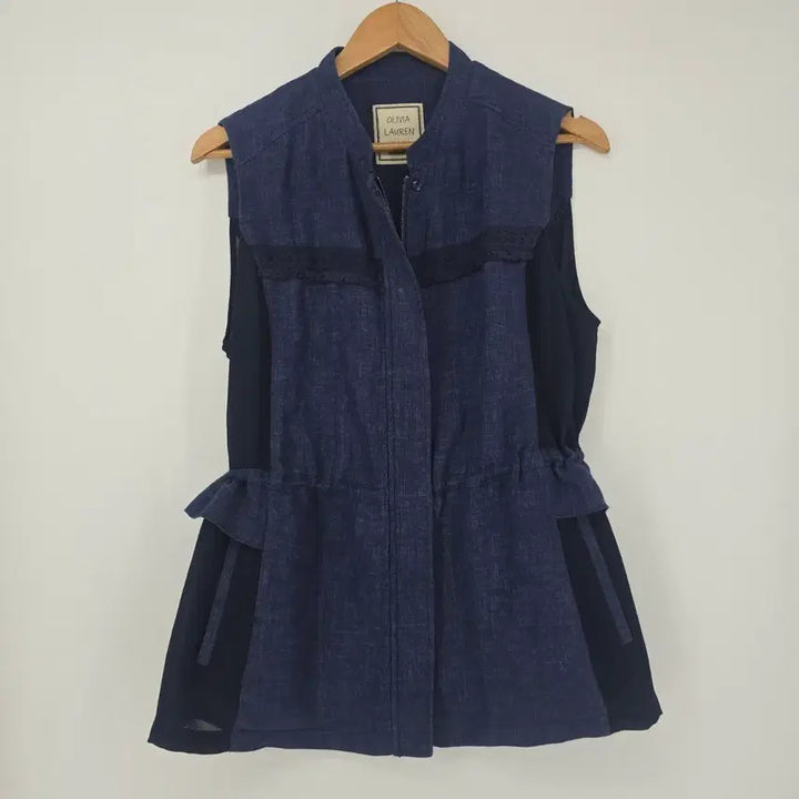 [BUNJANG] OLIVIA LAUREN Linen Vest Blue / OLIVIA LAUREN 마 조끼 블루