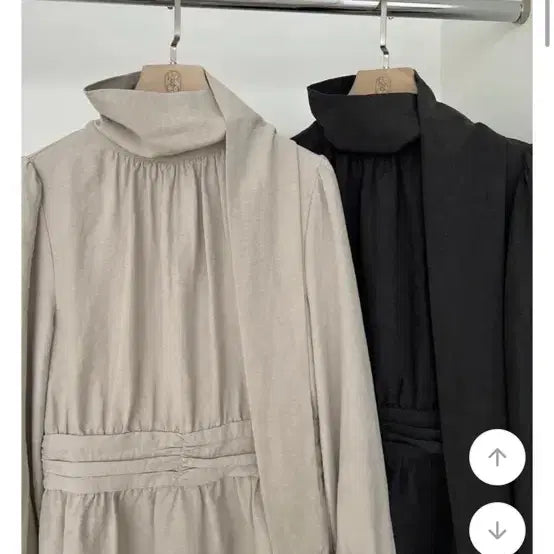 [BUNJANG] Beige/Black Blouse - Size 88 / 하객룩 블라우스 88사이즈
