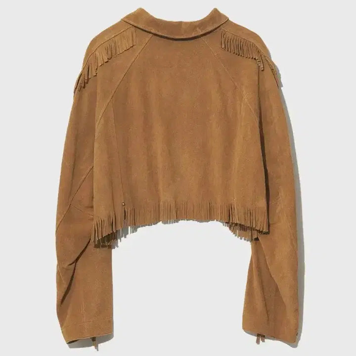 [BUNJANG] Standalone Suede Jacket with Fringe Detail / 스탠드얼론 스웨이드 지켓