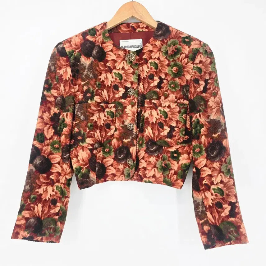 [BUNJANG] ORONERO Italian Flower Pattern Cropped Jacket / ORONERO 이탈리아 플라워 패턴 크롭 자켓