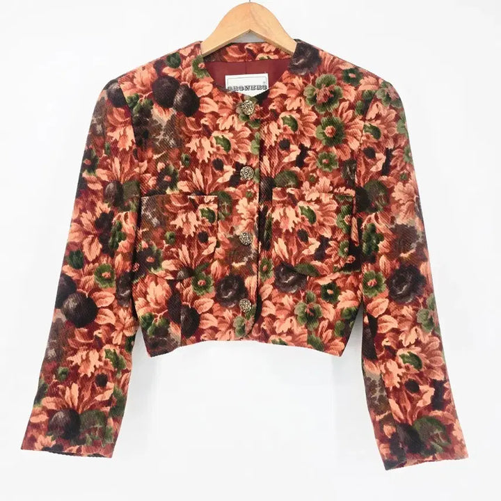 [BUNJANG] ORONERO Italian Flower Pattern Cropped Jacket / ORONERO 이탈리아 플라워 패턴 크롭 자켓