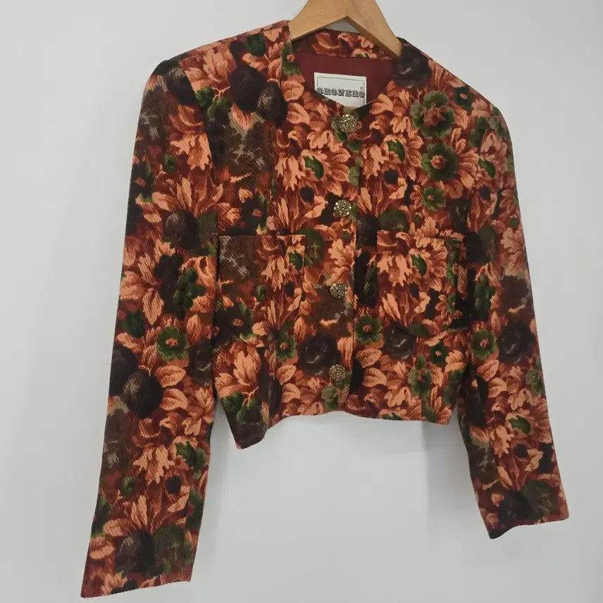 [BUNJANG] ORONERO Italian Flower Pattern Cropped Jacket / ORONERO 이탈리아 플라워 패턴 크롭 자켓