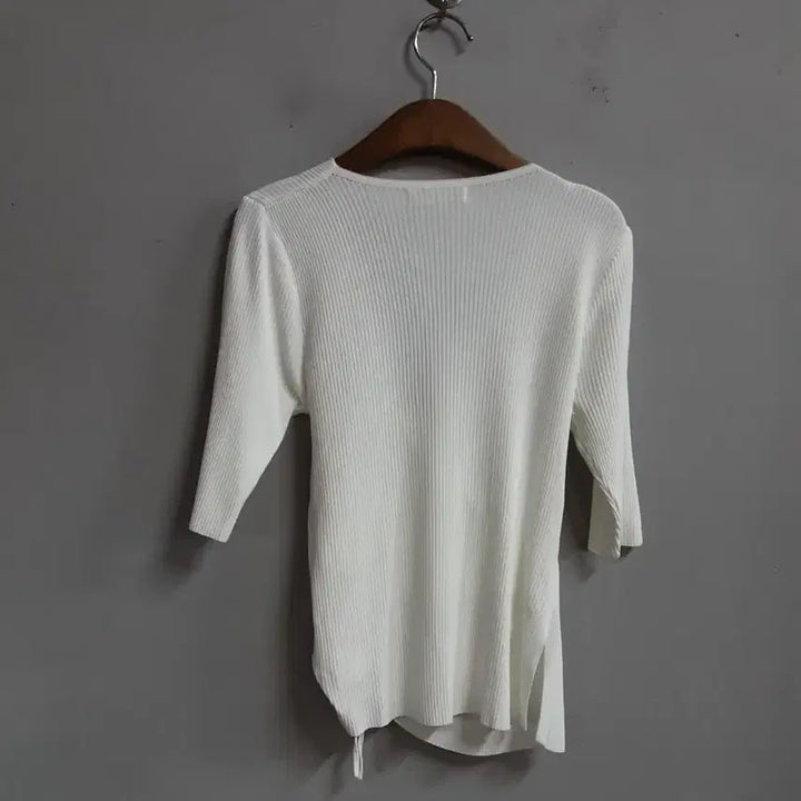 [BUNJANG] ab.fz White Shirring Wrap Ribbed Knit Top / ab.f.z 화이트 셔링 랩 골지 니트 55