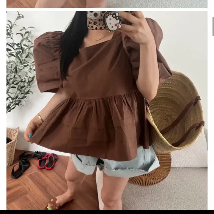 [BUNJANG] Brown Blouse / 브라운 블라우스