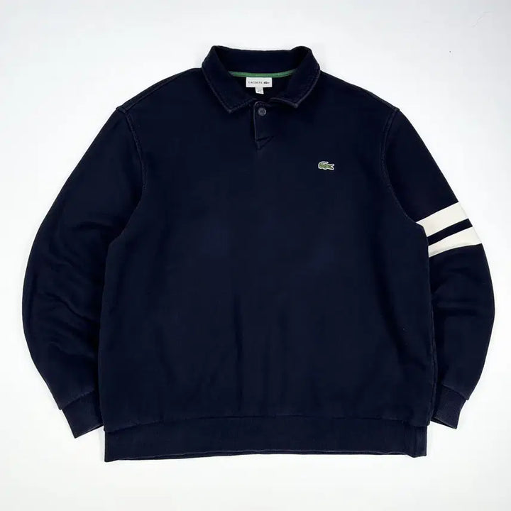 [BUNJANG] Lacoste Minimal Stripe Armband Rugby T-Shirt Navy 2XL / (2XL) 라코스테 미니멀 스트라이프 완장 럭비티 네이비