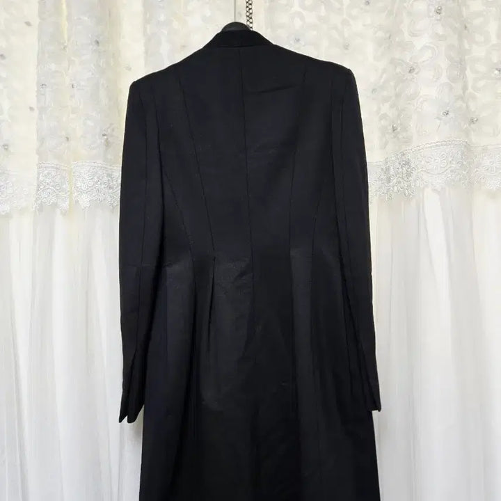 [BUNJANG] TIME Black Single-Button Long Coat Wool 100% / TIME 타임 블랙 롱 코트