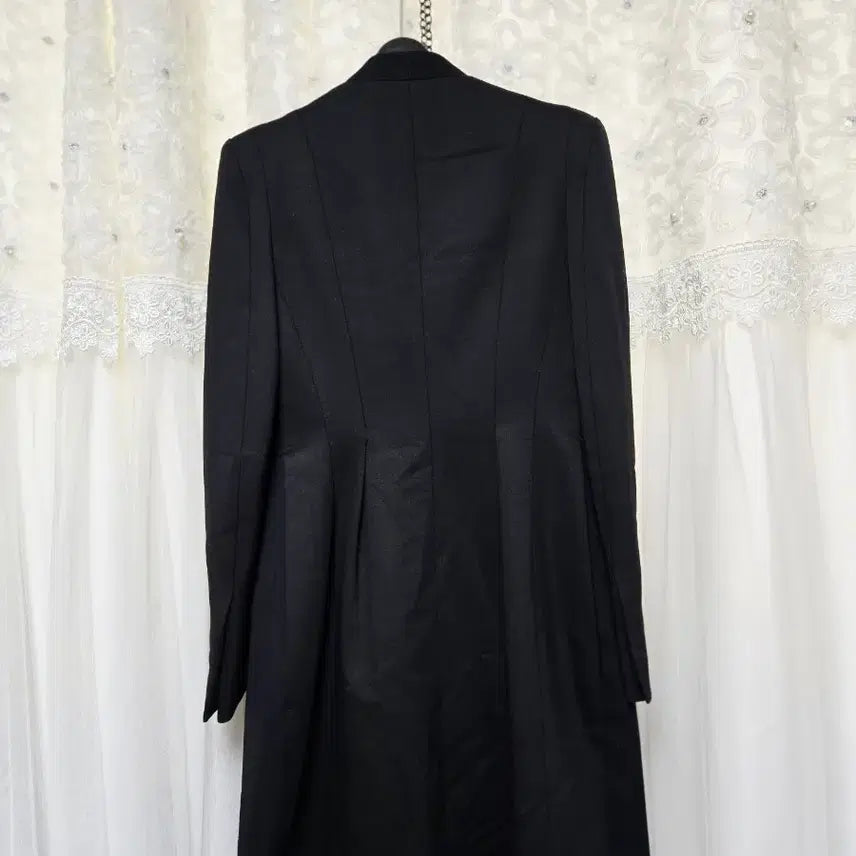 [BUNJANG] TIME Black Single-Button Long Coat Wool 100% / TIME 타임 블랙 롱 코트