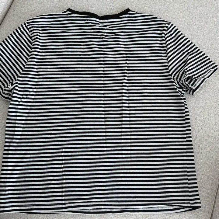 [BUNJANG] Marie Claire Striped Short Sleeve T-shirt / [새상품]마리끌레르 스트라이프 반팔 티셔츠