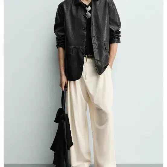 [BUNJANG] Zara Relaxed Fit Leather Overshirt - Size M / zara 릴렉스 레더 오버셔츠 M사이즈