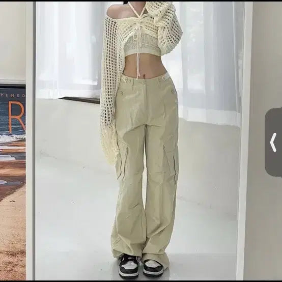 [BUNJANG] OOTJ Wide Cargo Pants Beige / OOTJ 모디무드 와이드 카고 팬츠