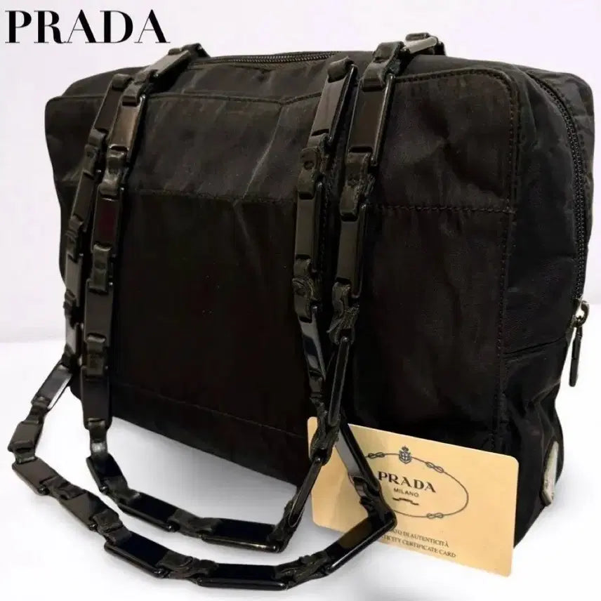 [BUNJANG] Prada Black Nylon Chain Shoulder Bag / 프라다 블랙 나일론 체인 숄더백