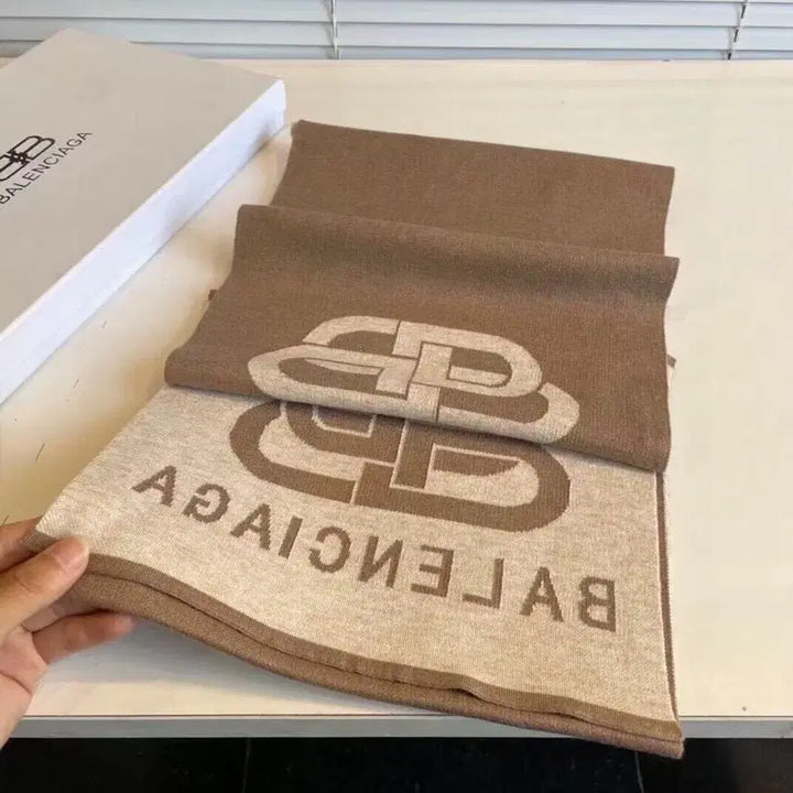 [BUNJANG] Balenciaga Logo Jacquard Wool Scarf / 발렌시아가 머플러 정품 로고 자카드 울 여성 200x32cm