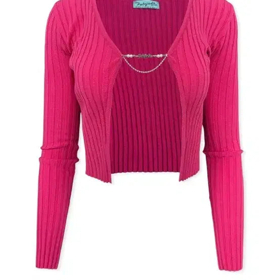 [BUNJANG] Pale Jade Pendant Cardigan Pink / 페일제이드 펜던트 가디건 핑크