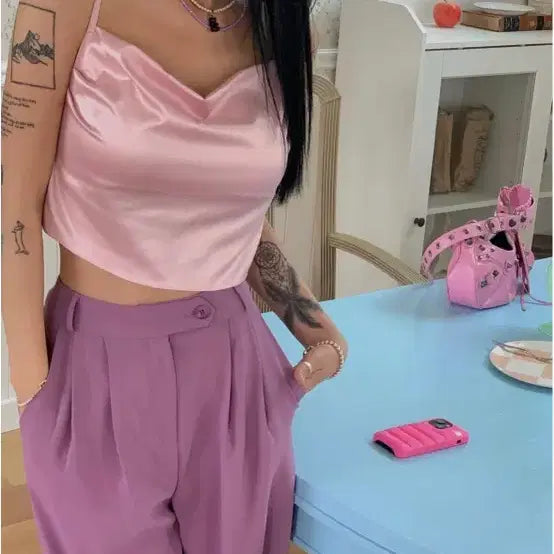 [BUNJANG] Faye jade Pink Wide Slacks M / 페일제이드 핑크 와이드 슬랙스 m