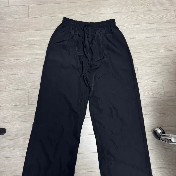 [BUNJANG] Nylon Banding Wide Pants Black / 나일론 밴딩 와이드팬츠 블랙 새상품
