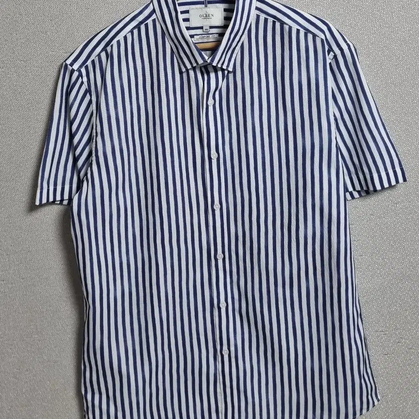 [BUNJANG] Olzen Blue Stripe Short Sleeve Shirt / 105) 올젠 블루 스트라이프 반팔셔츠 남방
