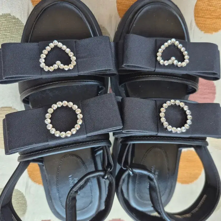 [BUNJANG] SUECOMMA BONNIE 360 Sandals (Black Ribbon &amp; Cubic) / 슈콤마보니 360,새제품
