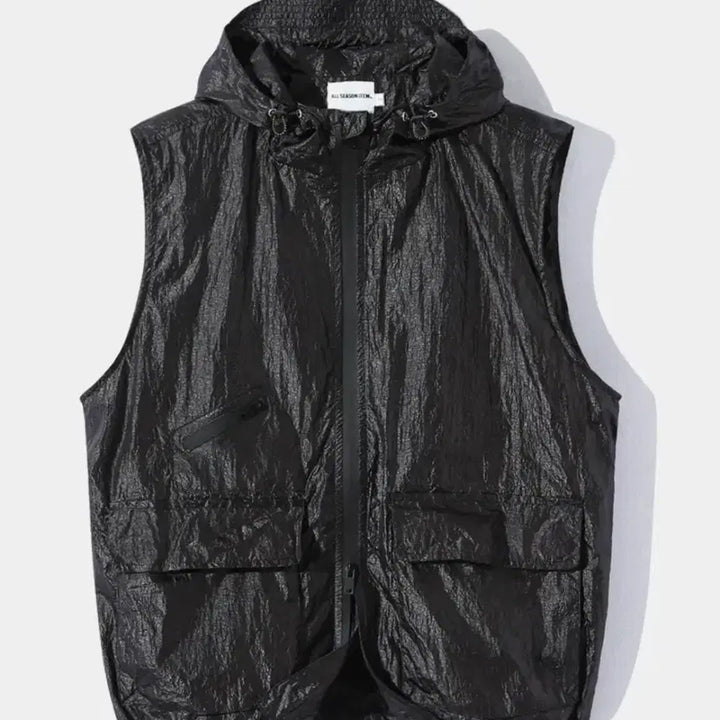 [BUNJANG] Dimitri Black Nylon Metal Hooded Vest / 2 ) 디미트리블랙 나일론 메탈 후드 베스트