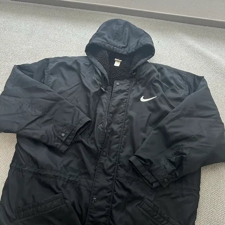 [BUNJANG] Nike Black Hooded Long Jumper / 나이키 블랙 후드 롱 점퍼