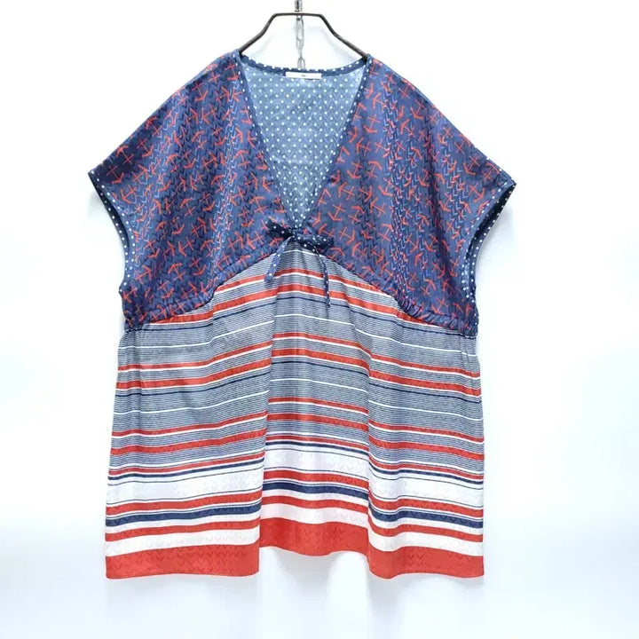 [BUNJANG] SHIPS Colorblock Marine Tunic Blouse / SHIPS 쉽스 오버핏 배색 마린 튜닉 블라우스 리조트룩 C561