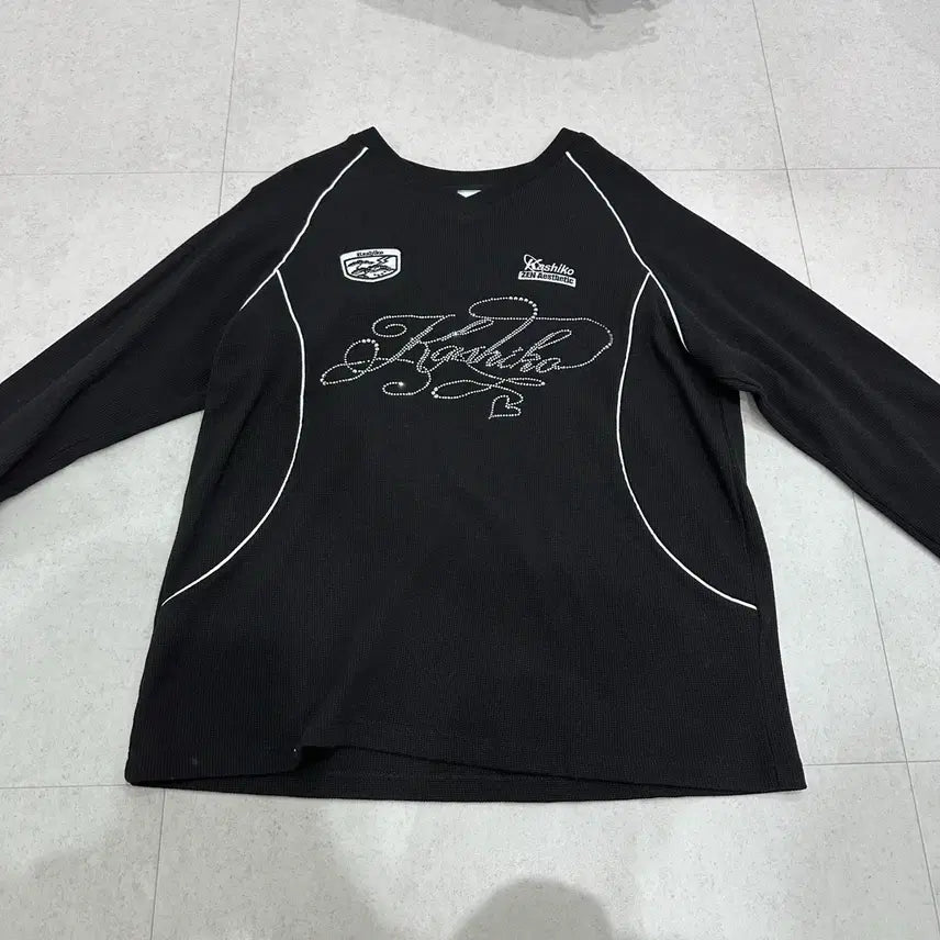 [BUNJANG] Kasico Rugby T-Shirt Black M / 카시코 와플 럭비 티 블랙 M
