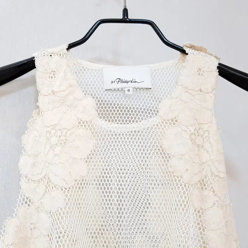 [BUNJANG] 3.1 Phillip Lim Scalloped Lace Mesh Sleeveless Top Ivory/Pink/Skin / 3.1 PHILLIP LIM 필립림 스칼럽레이스 메쉬탑 그물나시 C511