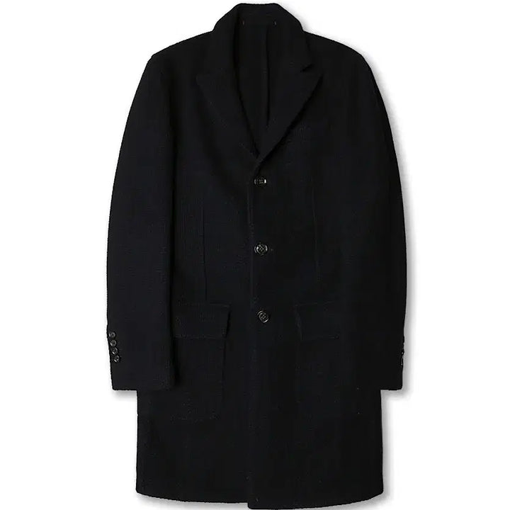 [BUNJANG] Montedoro Dark Navy Wool Nylon Tweed Top Coat / 몬테도로 [Montedoro] 다크 네이비 울 나일론 트위드 탑 코트