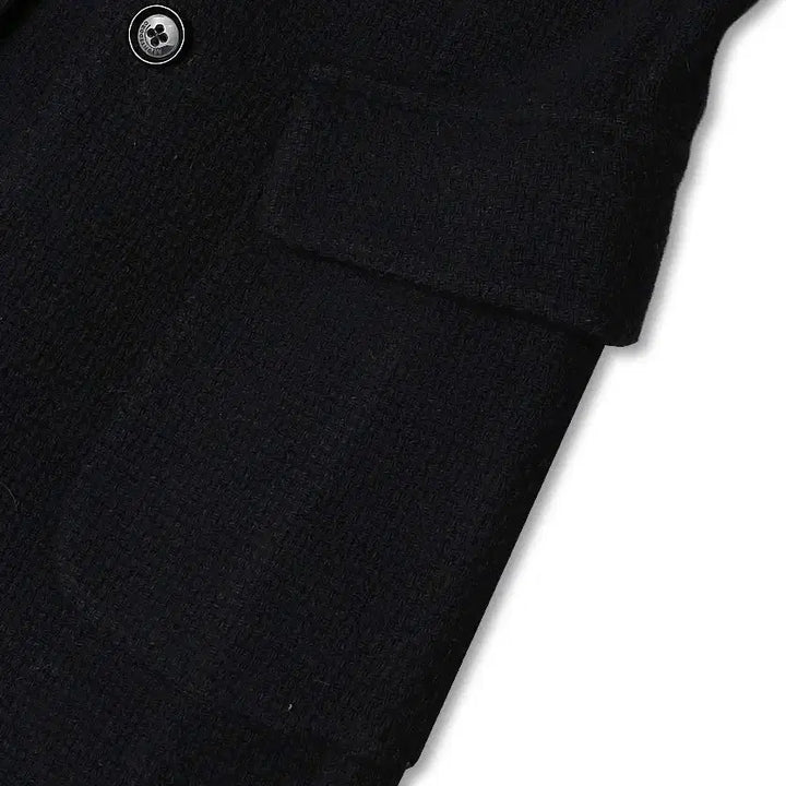[BUNJANG] Montedoro Dark Navy Wool Nylon Tweed Top Coat / 몬테도로 [Montedoro] 다크 네이비 울 나일론 트위드 탑 코트