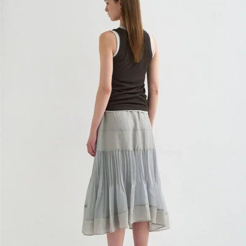 [BUNJANG] System 26SS Sheer Pleated Panel Midi Skirt / 한섬 26ss신상 시스템 시어 플리츠 패널 미디 스커트 44-55