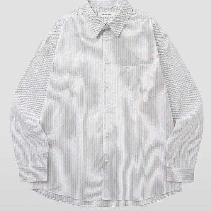 [BUNJANG] Union Blue Stripe Shirt Black M / 유니온블루 desk office 스트라이프셔츠 블랙 M