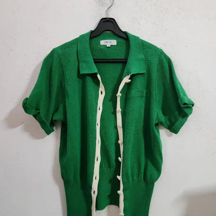 [BUNJANG] Green Short-Sleeve Cardigan Knit / EN OR 그린 반팔 가디건 니트